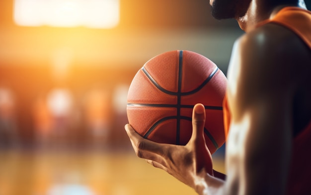 Foto grátis vista de jogador de basquete masculino com bola.