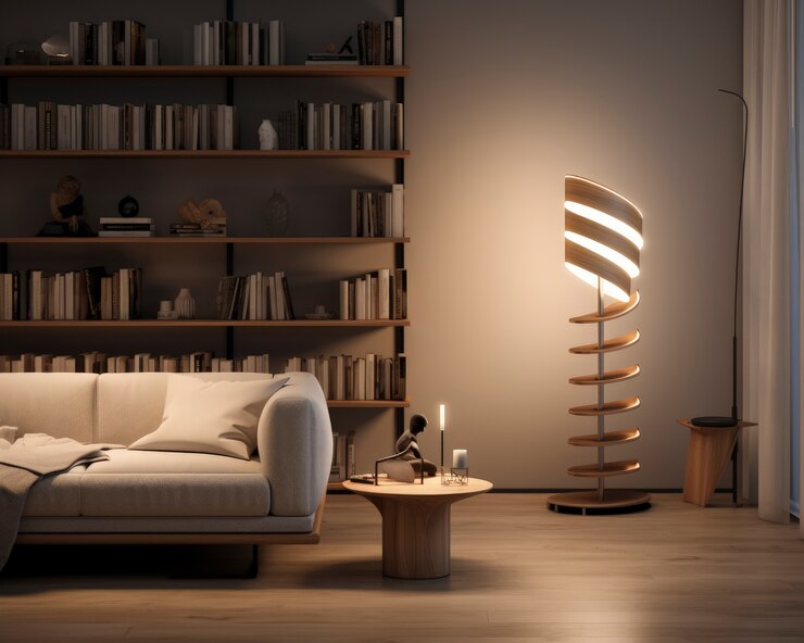 Foto grátis vista de lâmpada de luz com design futurista