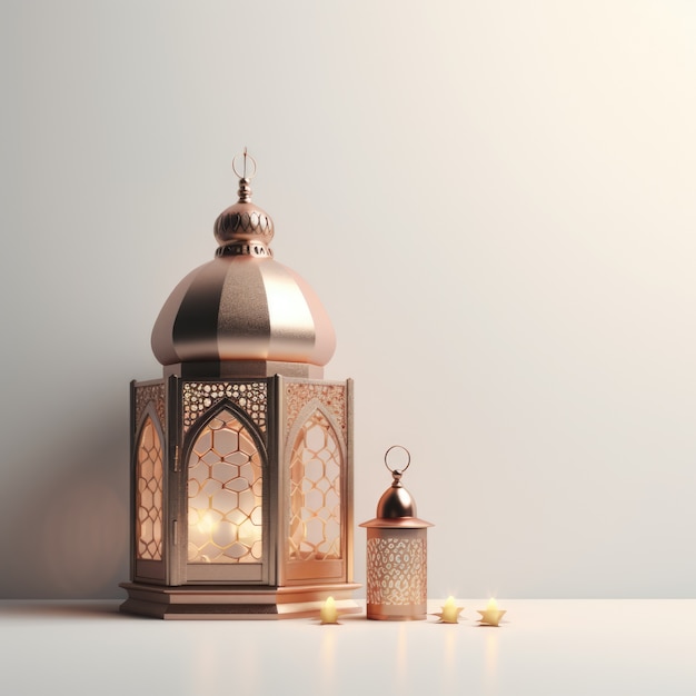 Foto grátis vista de lanterna islâmica 3d