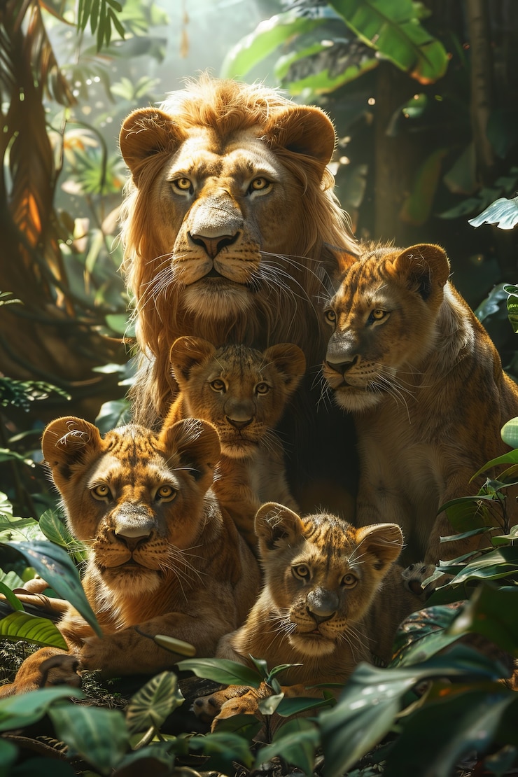 Foto grátis vista de leão selvagem em seu habitat natural