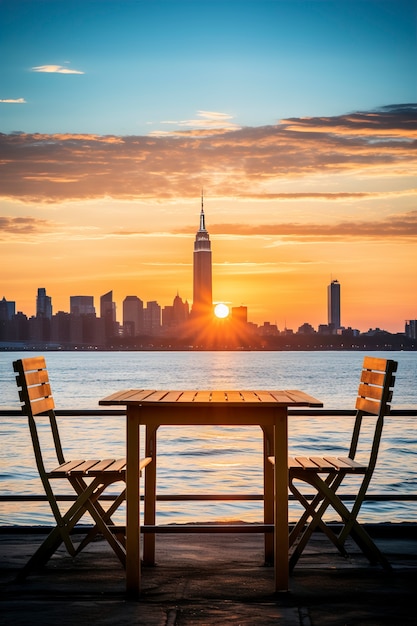 Vista de nova york com empire state building