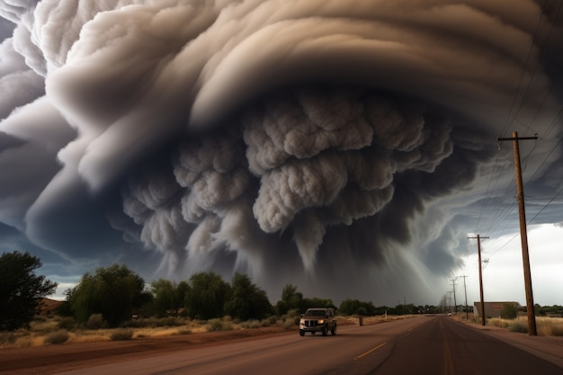 Foto grátis vista de nuvens apocalípticas escuras e tempestuosas