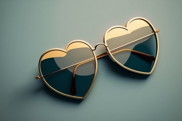 Vista de óculos de sol em forma de coração