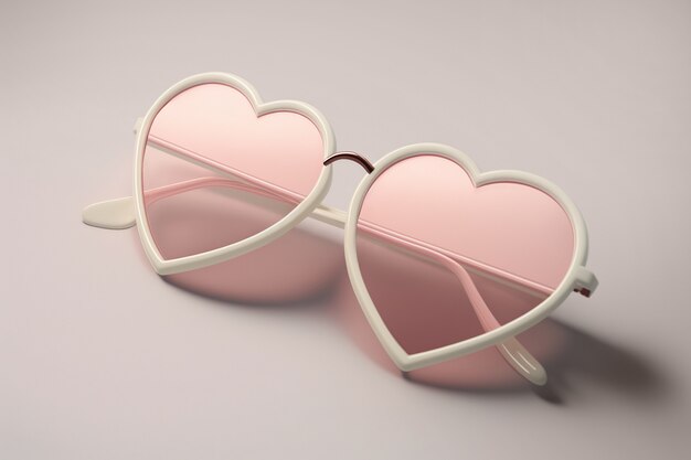 Vista de óculos de sol em forma de coração