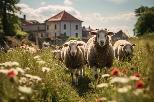 Foto grátis vista de ovelhas ao ar livre na natureza