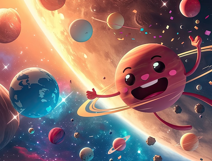Foto grátis vista de planetas de desenhos animados