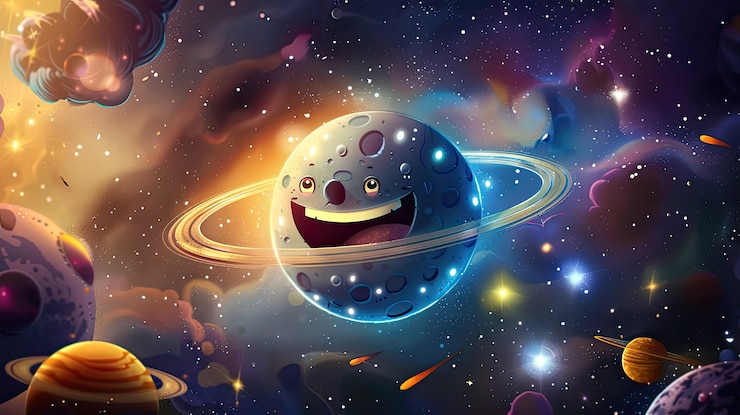 Foto grátis vista de planetas de desenhos animados