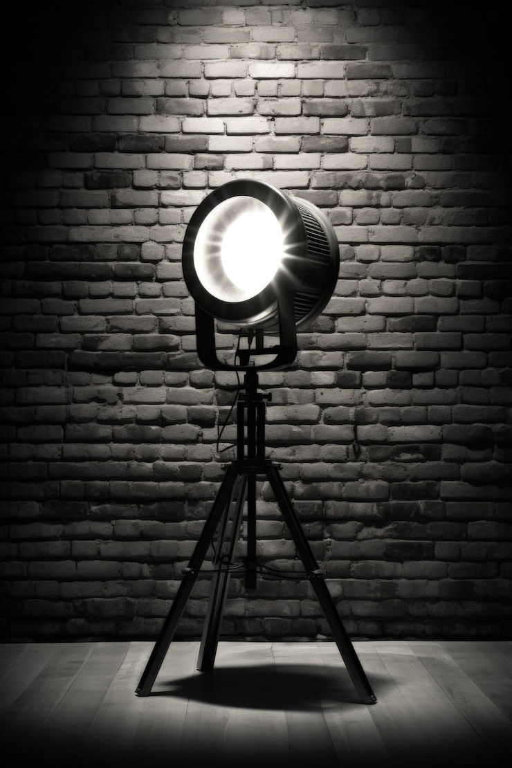 Foto grátis vista de projetor de luz preto e branco para teatro