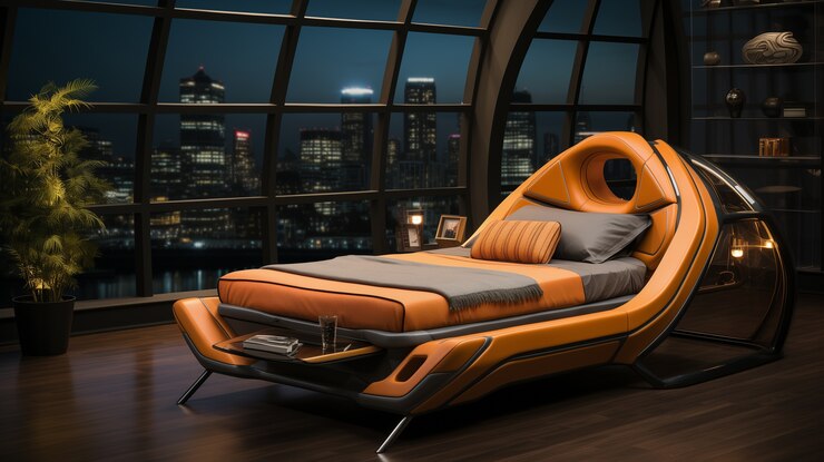 Foto grátis vista de quarto futurista com móveis