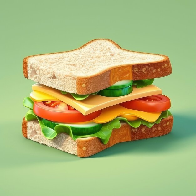 Vista de sanduíche gráfico 3D.