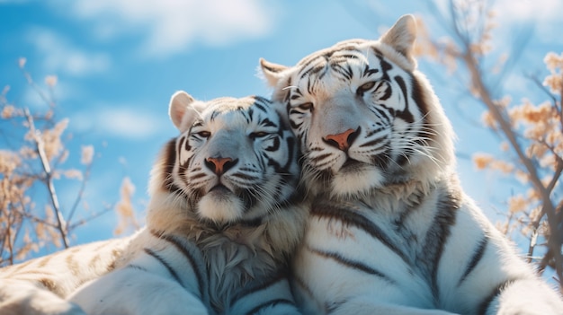 Foto grátis vista de tigres brancos selvagens na natureza