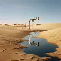 Foto grátis vista de torneira de fantasia com água corrente e paisagem surrealista para a conscientização do dia mundial da água