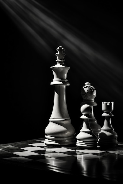 Vista de três peças de xadrez