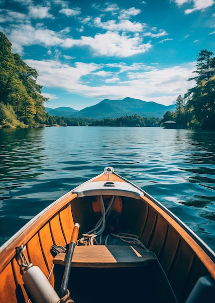 Vista de um barco na água