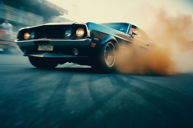 Foto grátis vista de um carro a correr a alta velocidade