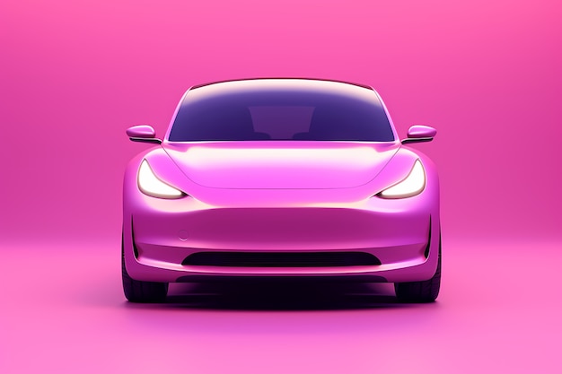 Foto grátis vista de um carro rosa 3d