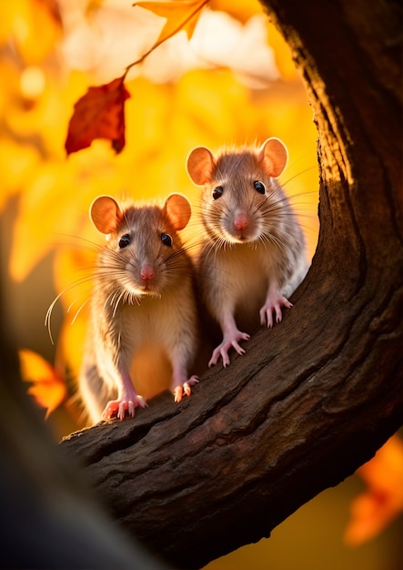 Foto grátis vista de um casal de ratos