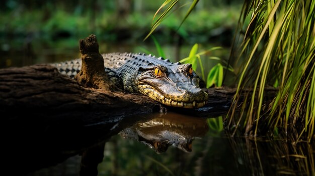 Vista de um crocodilo selvagem