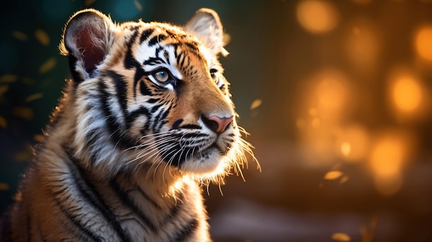 Vista de um feroz tigre selvagem na natureza