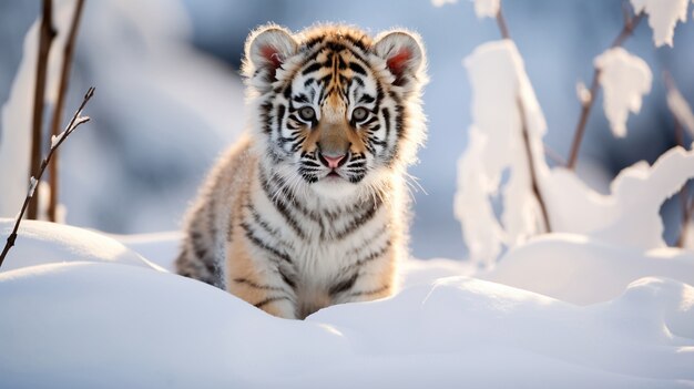 Vista de um filhote de tigre selvagem
