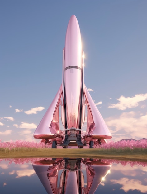 Vista de um foguete espacial futurista