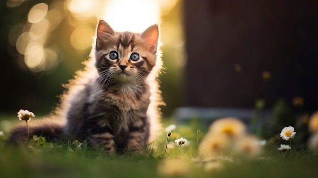 Vista de um gatinho adorável ao ar livre