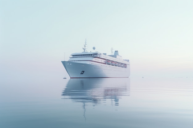 Vista de um grande navio na água