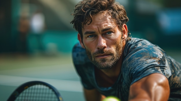 Foto grátis vista de um jogador de tênis masculino atlético