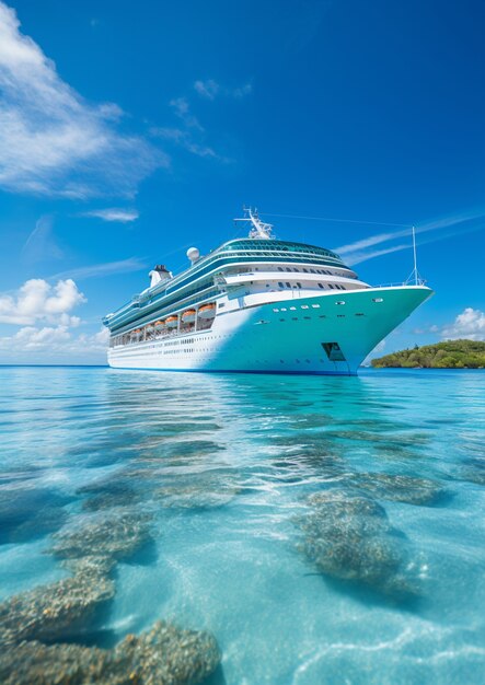 Vista de um luxuoso navio de cruzeiro
