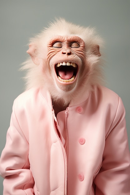 Foto grátis vista de um macaco engraçado em roupas humanas