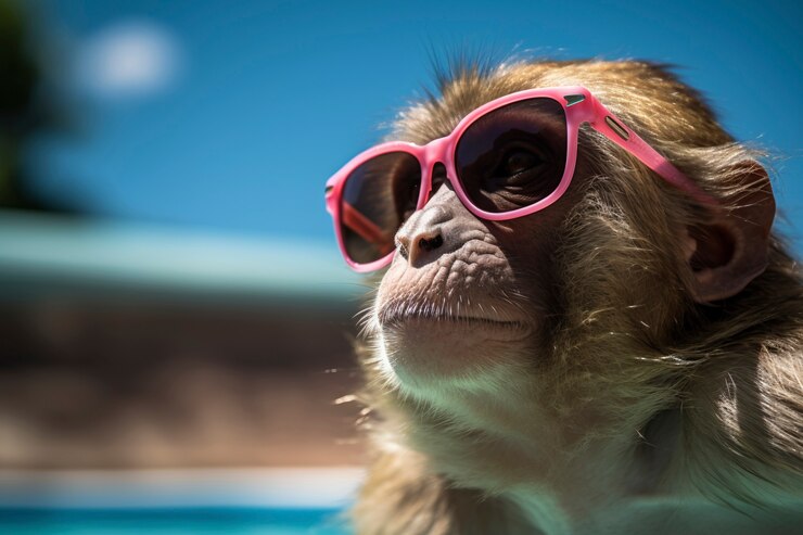 Foto grátis vista de um macaco engraçado na piscina