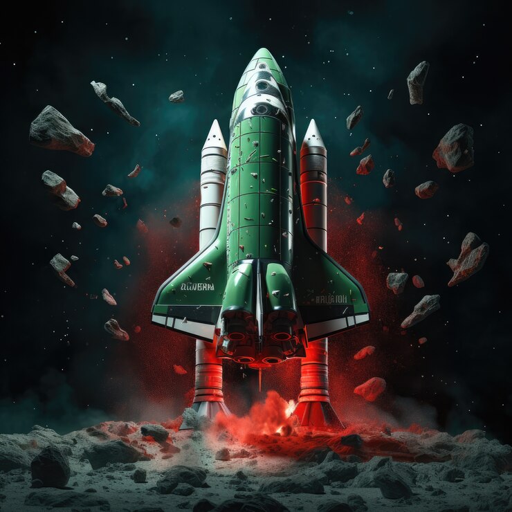 Foto grátis vista de um modelo de foguete espacial 3d