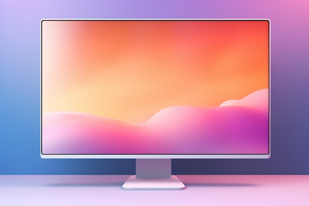 Foto grátis vista de um monitor de computador com exibição de gradiente