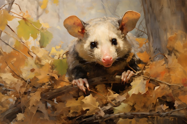 Vista de um opossum em estilo de arte digital