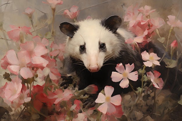 Foto grátis vista de um opossum em estilo de arte digital