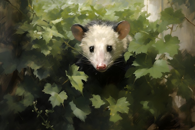 Foto grátis vista de um opossum em estilo de arte digital
