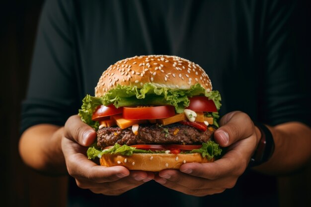 Foto grátis vista de um saboroso hambúrguer com queijo e carne