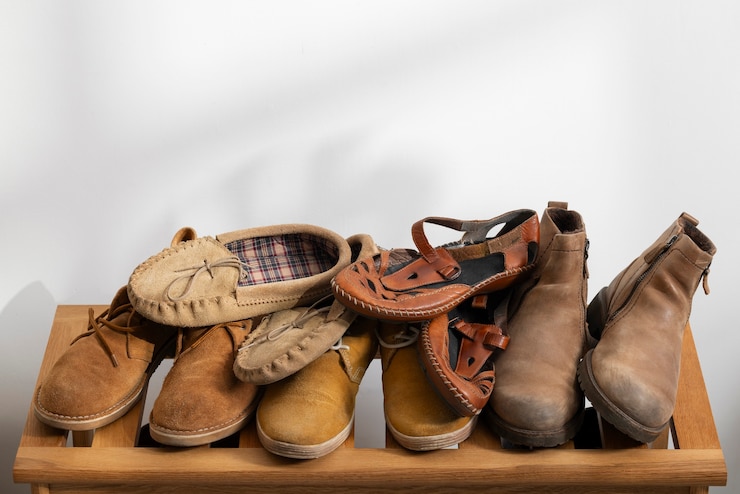 Foto grátis vista de um suporte de sapatos para empilhar um par de calçados