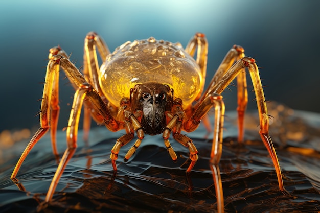 Foto grátis vista de uma aranha em 3d parecida com âmbar