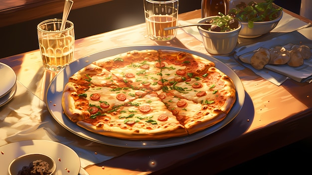 Foto grátis vista de uma deliciosa pizza ao estilo de anime