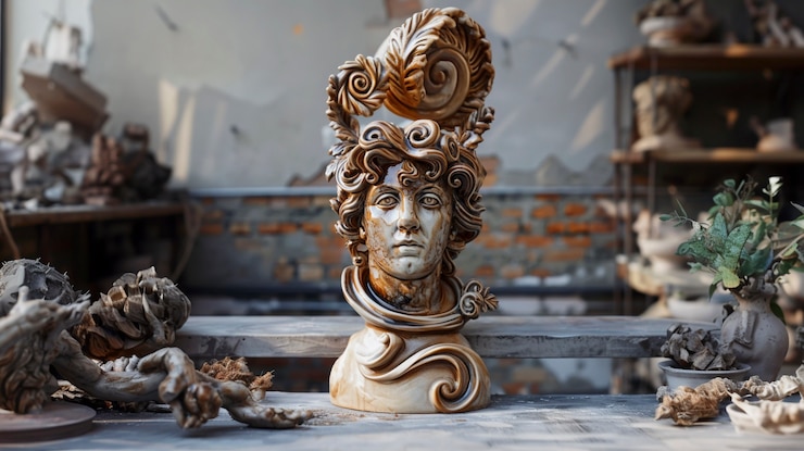 Foto grátis vista de uma figura de busto da grécia antiga