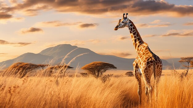 Vista de uma girafa selvagem