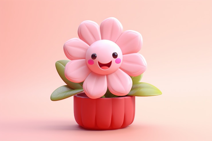Foto grátis vista de uma linda flor 3d em vaso