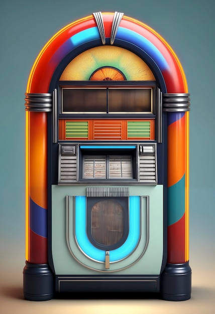 Vista de uma máquina de jukebox de aparência retro
