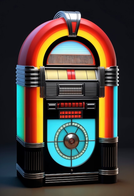 Vista de uma máquina de jukebox de aparência retro