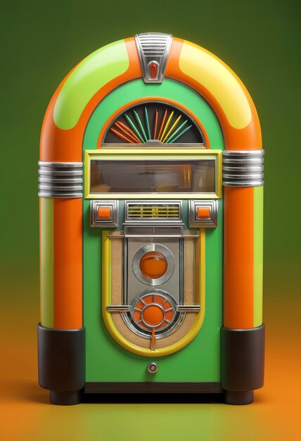 Vista de uma máquina de jukebox de aparência retro