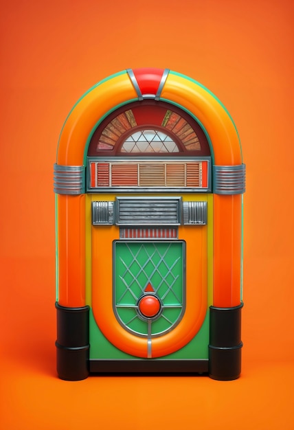 Vista de uma máquina de jukebox de aparência retro