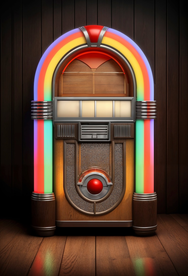 Foto grátis vista de uma máquina de jukebox de aparência retro