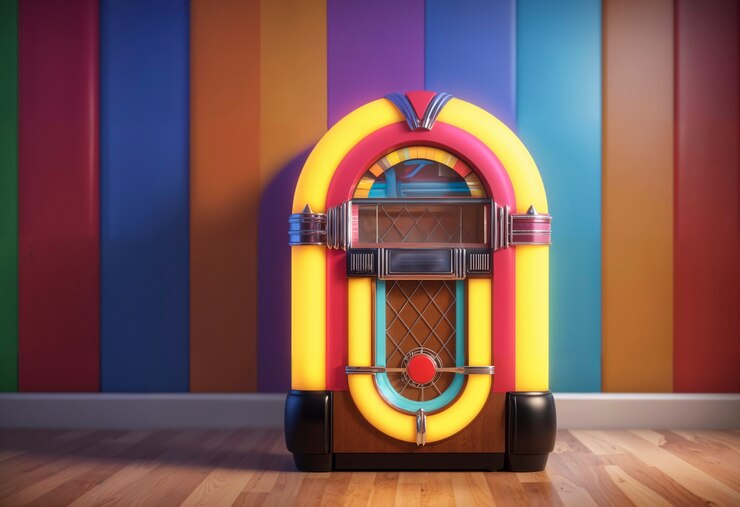 Foto grátis vista de uma máquina de música de jukebox retro