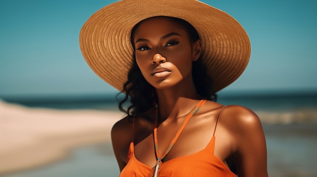 Vista de uma mulher durante o verão com roupa de verão